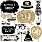 Big Dot of Happiness Adult 90th Birthday - Gold Party Photo Booth Props Kit 20 Count