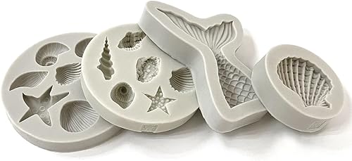 Miniatura 6 de Molde de silicona de sirena, cola de sirena, concha, caracola, estrella de mar, molde de silicona para cupcakes, dulces, chocolate, fondant, arcilla