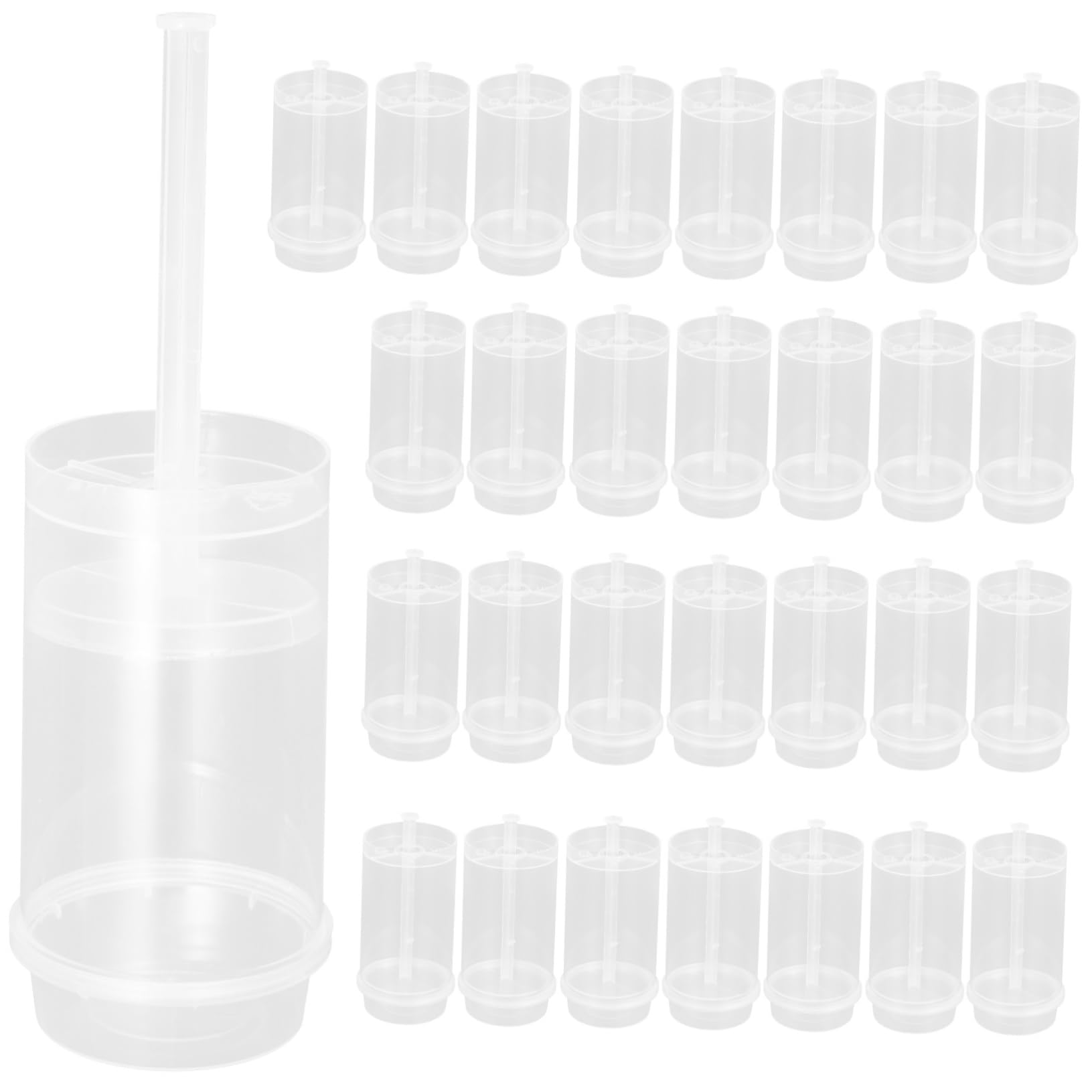 Garneck 30pcs Cake Pusher Plastic Cake Holders Tube Jelly Containers Creative Holders DIY Molds Push up Holder Pops Holder Containers