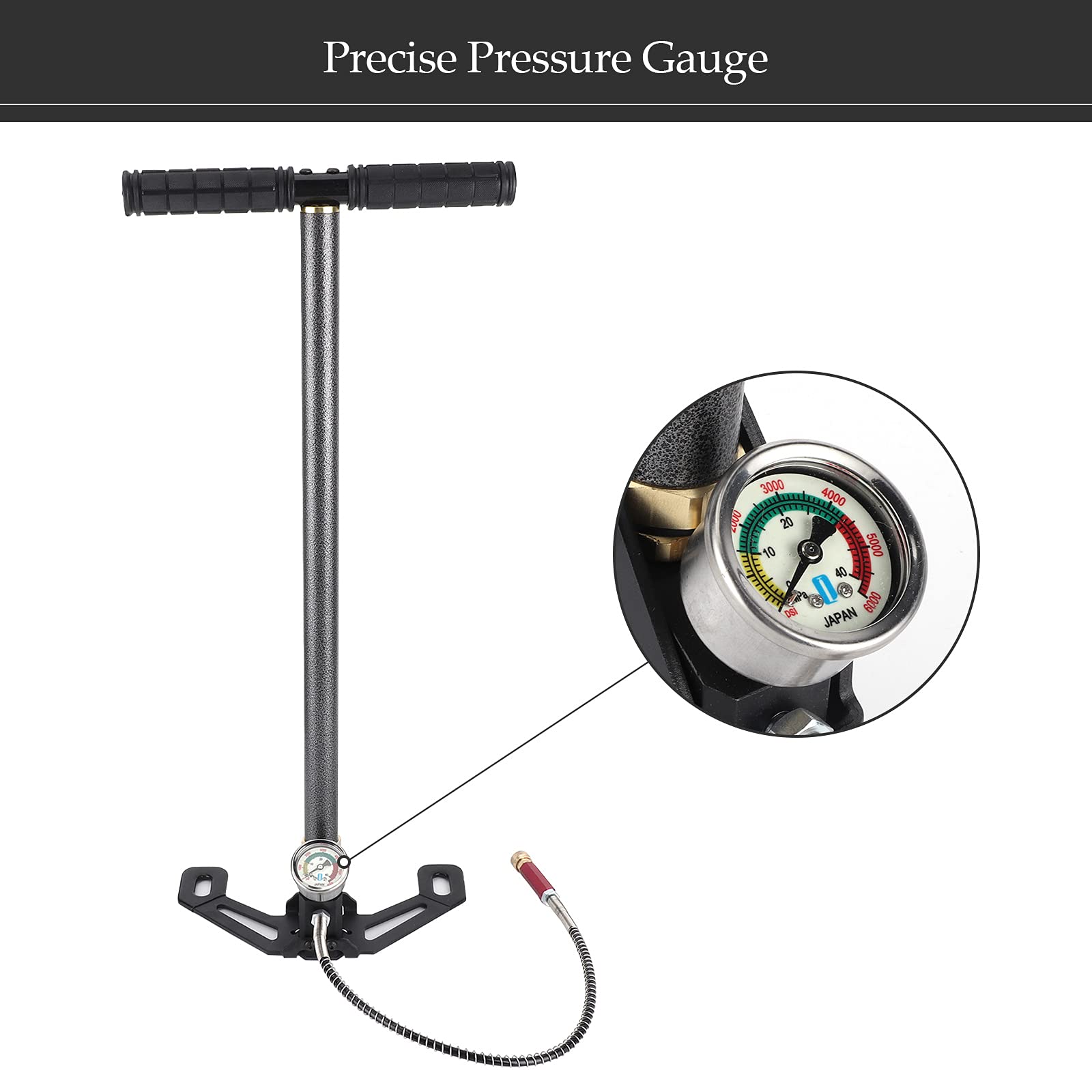Pompa Manuale Ad Alta Pressione PCP per Fucile Ad Aria Compressa - 3 Fasi, 4500PSI, Staffa di Riempimento