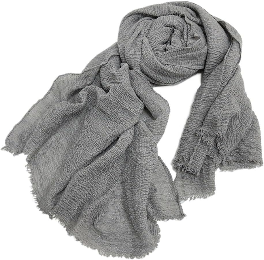 [エイチディーティーシーエスエム] 女性用の暖かい秋と冬のスカーフ用の無地のコットンとリネンのスカーフ