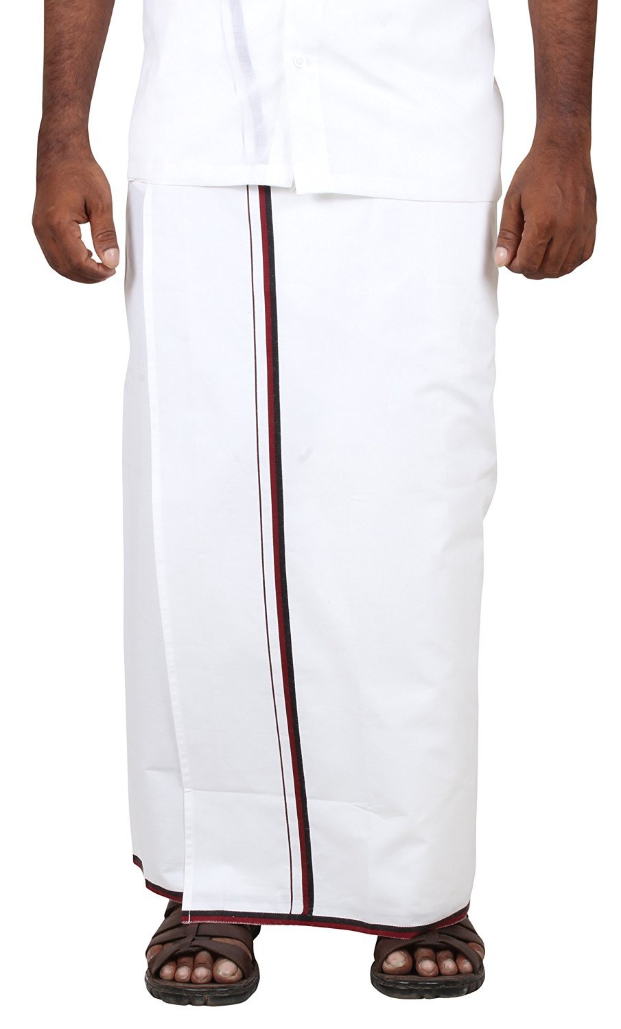 Prakasam Cotton -100% Cotton Dmk Party Men's Welcro Pocket Dhoti (Size-38) Height 42 Inch