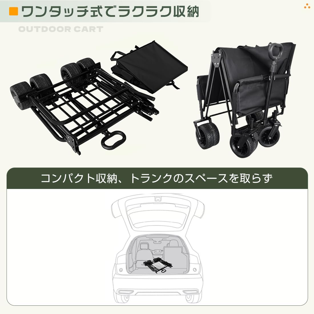 Amazon.co.jp: AetherTech キャリーワゴン キャンプワゴン キャリーカート アウトドアワゴン ブッラク ソファ付きキャンプカート ワンタッチ収束 耐荷重 200kg 大容量150L 頑丈 サイレントホイール ワイドタイヤ搭載 ソファ席 キャンプ レジャー : スポーツ＆アウトドア