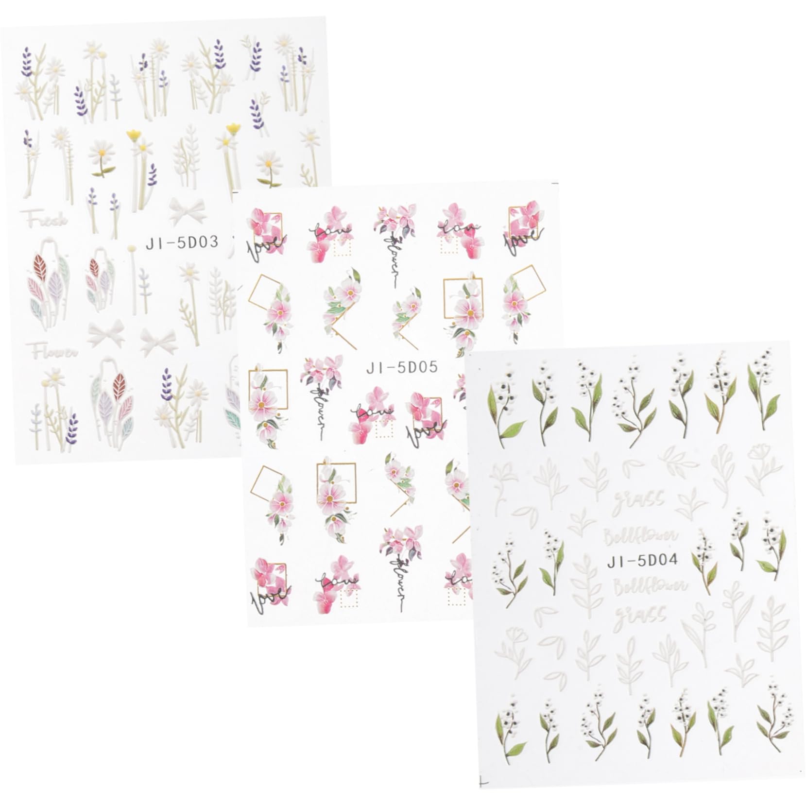 FRCOLOR 12 Fogli Nail Art Adesivi Tridimensionali 5d Decalcomanie Per Unghie Di Fiori Adesivi Per Decalcomanie Per Unghie Gel Per Modellare Le Unghie Plastica Manicure Mancare Applique