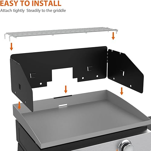 Miniatura 2 de MixRBBQ Juego de parrilla de viento y calentador para parrilla Blackstone de 22 pulgadas, accesorios para parrilla de cocina al aire libre, pantalla