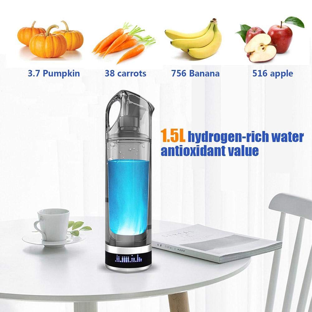 De - Botella de Agua (500 ml, hidrogen, generador alcalino, portátil, Taza Saludable), Materiales sintéticos, Plateado, 325.00 * 180.00 * 168.00