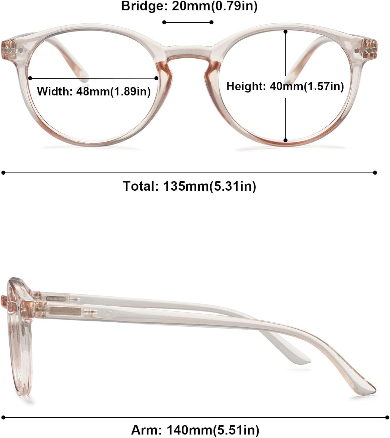Blue Light Blocking Reading Glasses Spring Hinges Round Eyeglasses Computer Readers for Women - Image 2