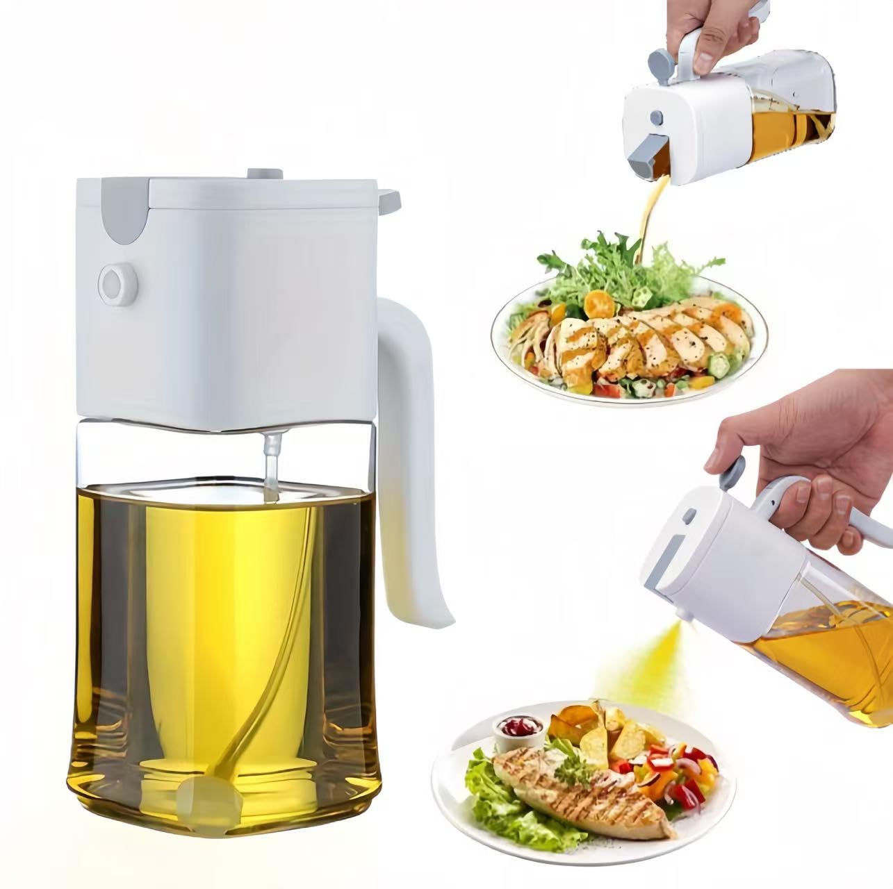 NYXVAULT 16.9oz/500ml Olive Oil Sprayer for Cooking - 2 in 1 Olive Oil Dispenser for Kitchen Gadgets, Air Fryer, Salad, and BBQ, spray bottles
