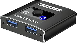 USB 3.0 스위치, 양방향 USB 스위치 1 in 2 출력/2 in 1 출력, 알루미늄 USB 스위치 2 컴퓨터 공유 USB 장치 프린터, 키보드, 스캐너, 마우스용, 윈도우/맥/리눅스와 호환