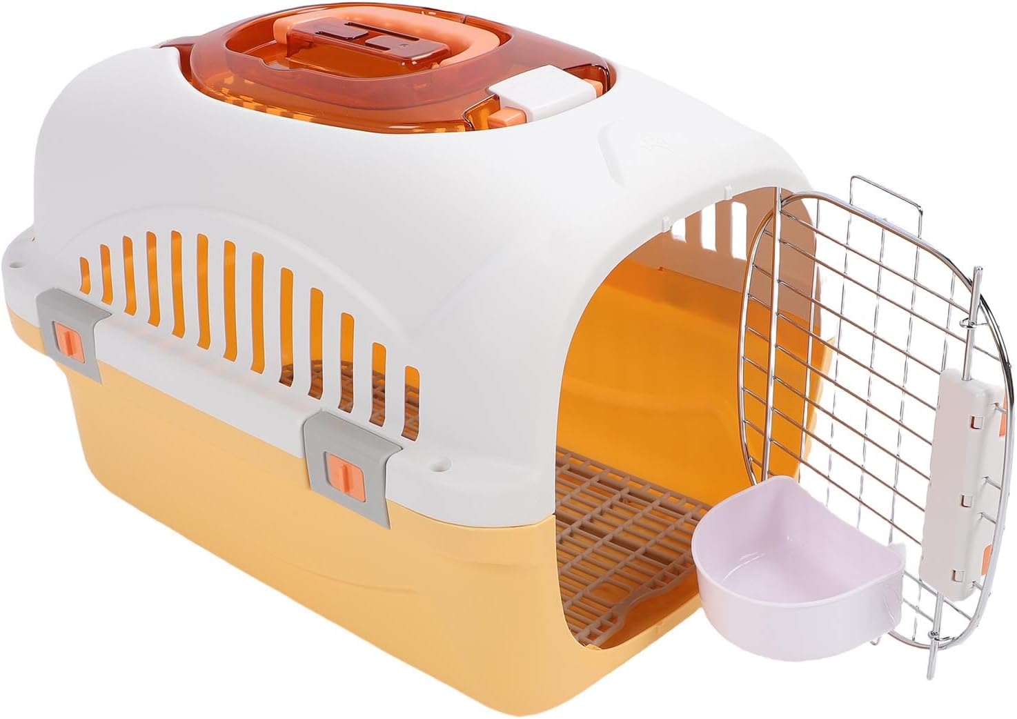 aqxreight Plastic Pet Kennel Top Window Detachable Travel Dog Crate Cat Carrier with Handle Airline Friendly Travel for Friend Fo Plastic Dog CratePlastic KennelPlastic Pet (Yellow)