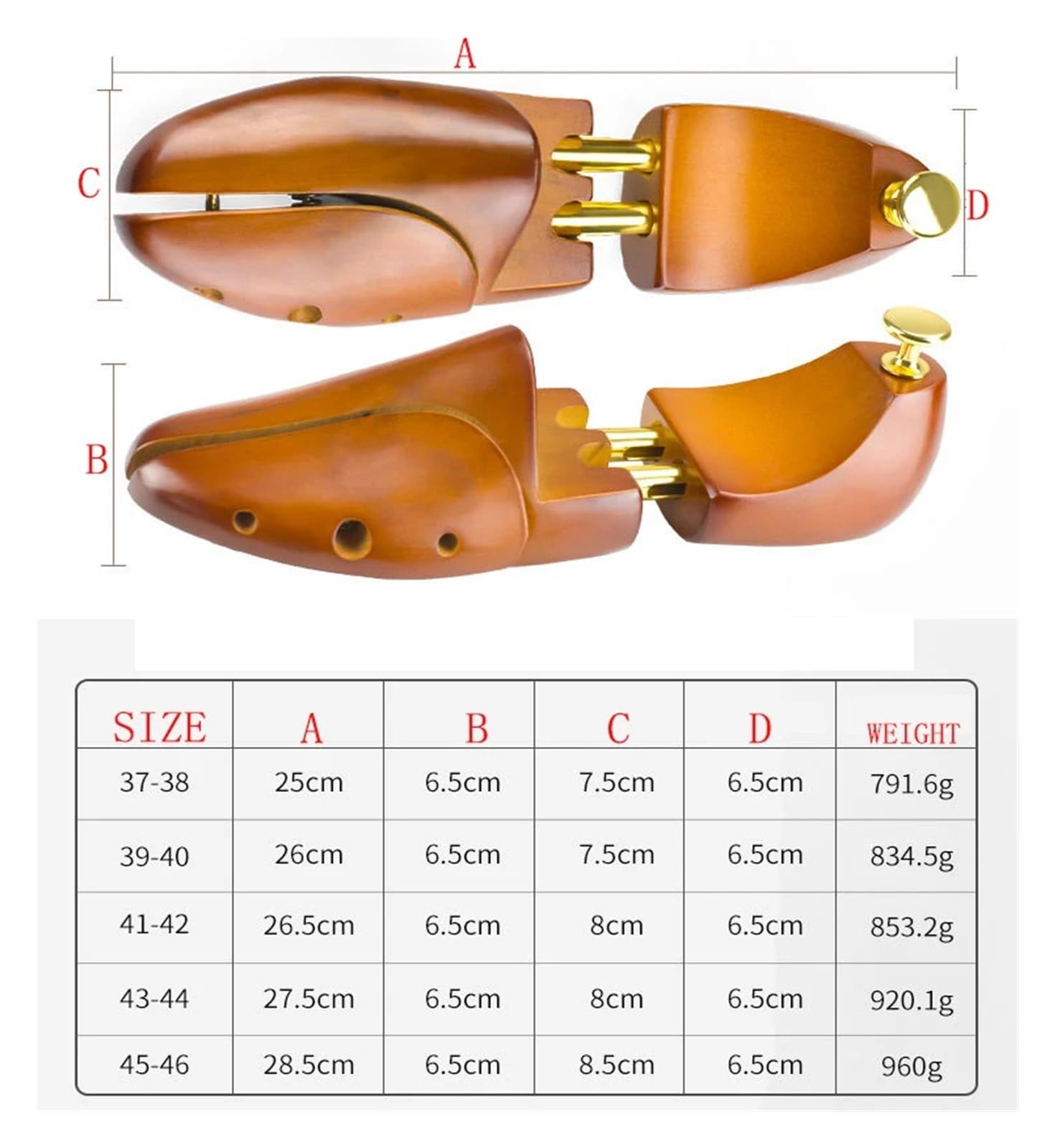 1 par de árboles zapatos ajustables madera maciza for hombres, perilla soporte for, moldeador for mujeres, ensanchador for el cuidado los
