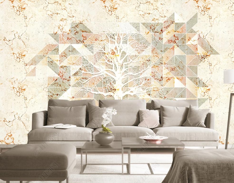 Papier peint intissé géométrie abstraite 400x280 cm pour grand mur de salon