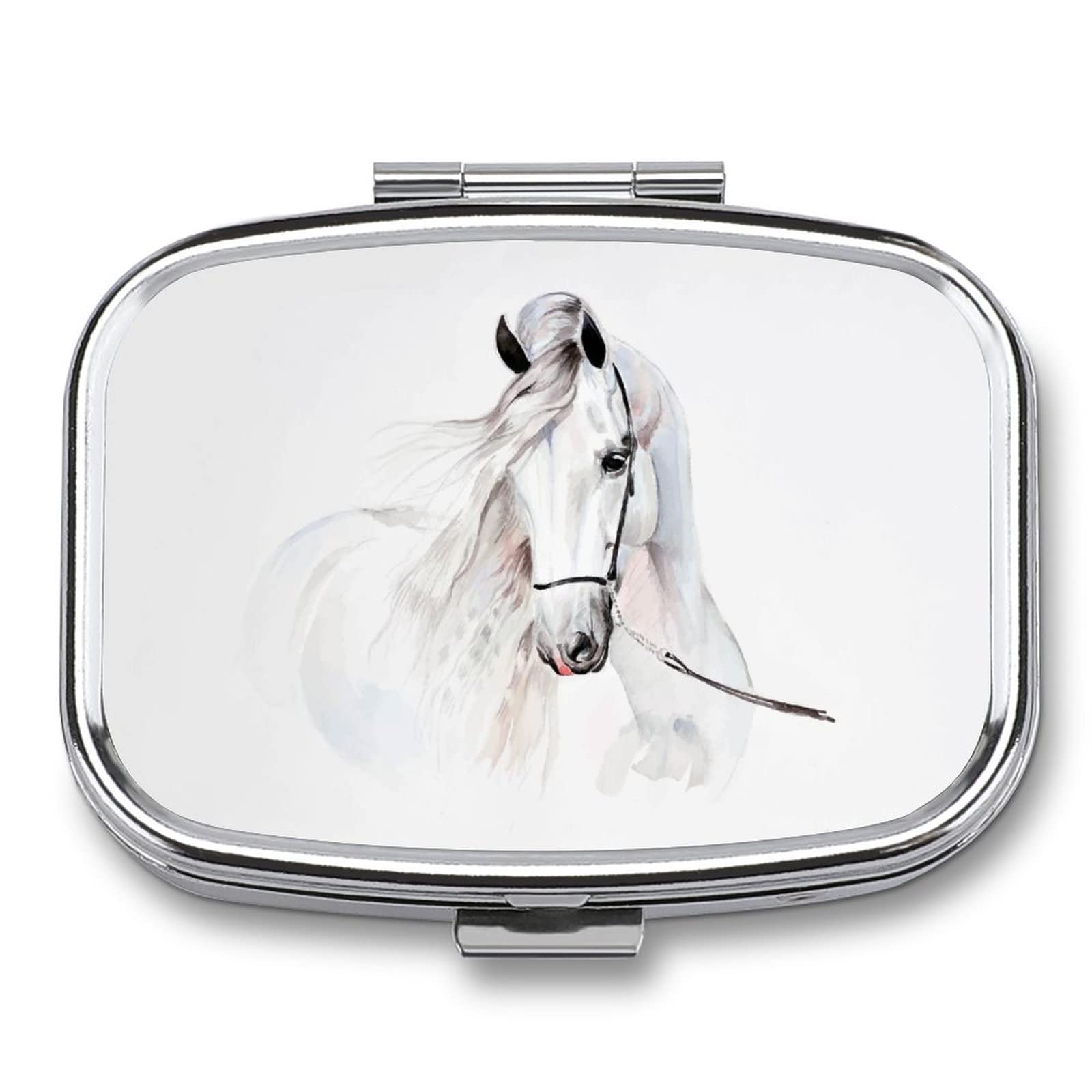 Caja De Pastillas De Viaje Caballo Blanco Animal Caja De Pastillas Portátil Caja De Bolsillo Dispensador Compartimiento De Vitaminas Contenedor Caja De Pastillas
