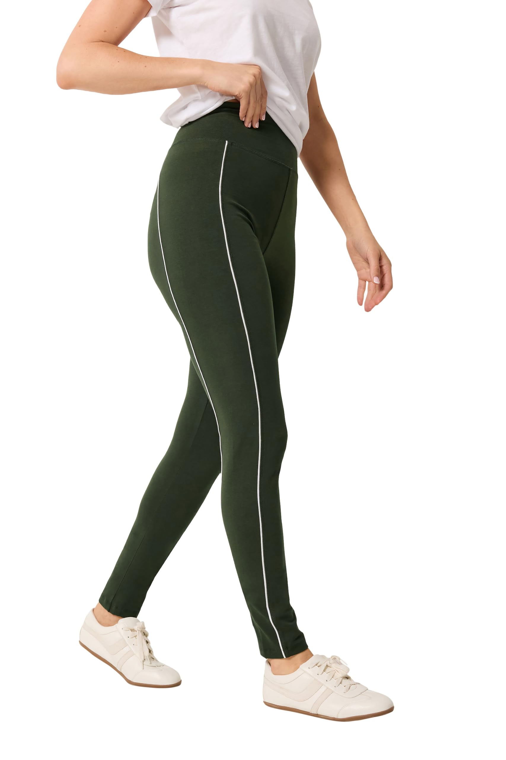 Long Tall Sally Women's Olive Tall Active Piped Leggings In Large