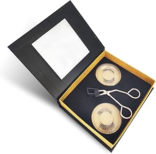 Magnetic Eyelashes Applicator Tool Kit, Upgrade Magnetic Eyelashes without Eyeliner, Glue-free Magnetic Eyelash Clip & Eyelashes Set with 2 Pairs Soft Magnetic False Eyelashes and User's Manual Gold.