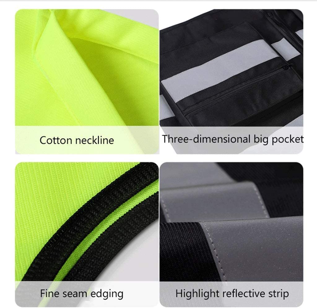 Chaleco de Alta Visibilidad Traje reflectante en bicicleta, chaleco de seguridad reflectante brillante y ropa de malla con bolsillos y cremallera Chaleco de Seguridad ( Blue : Blu , Size : XX-Large )