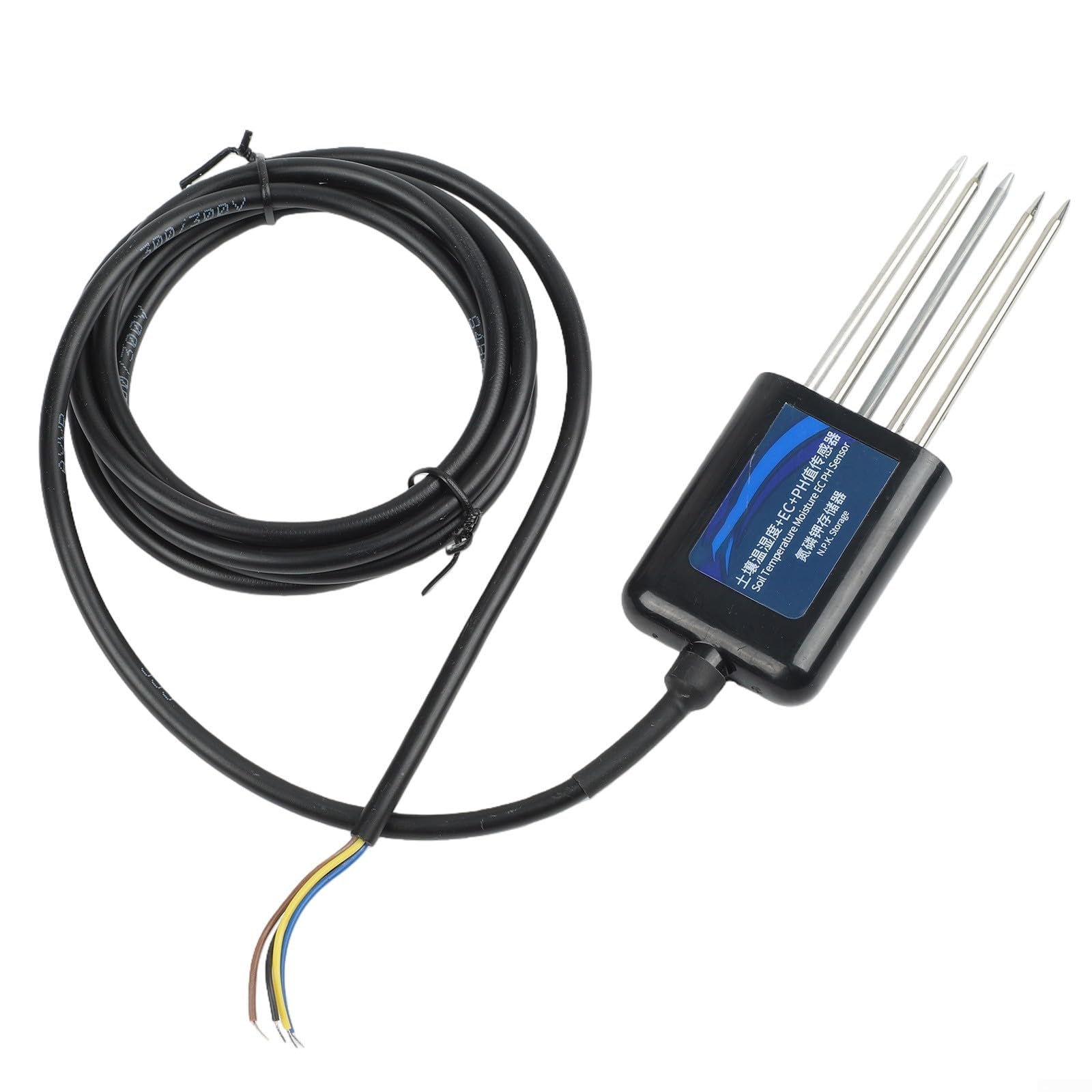 Sensor de suelo 7 en 1 para temperatura, humedad, conductividad de pH, detección NPK con soporte de memoria para uso en granja y jardín (7 en 1)