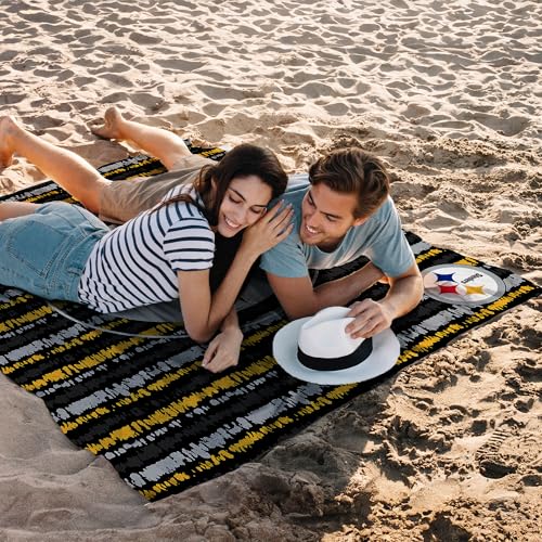 Image of Northwest NFL Pittsburgh Steelers Oversized Microfiber Beach Towel, 60 x 70 Inches - Quick Dry, Sand Resistant, Lightweight, Highly Absorbent, Shibori Design