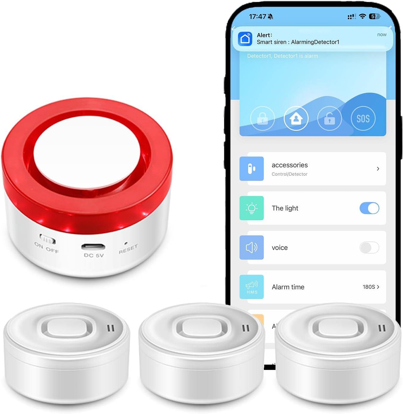 Water Leak Detector WiFi Kit 1+3 Sensors, 100dB Alarm, APP Push for Home Basement Kitchen, Compatible with Alexa Google Tuya 2.4G - Nestool
