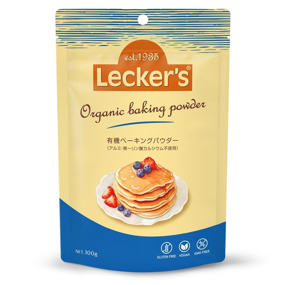 Organic Baking Powder (100 g) [89 Years Old, Lecker Brand] Organic, Additive-Free, Aluminum Free, Calcium Phosphate Free, Gluten Free, Vegan and GMO FreeEU Organic