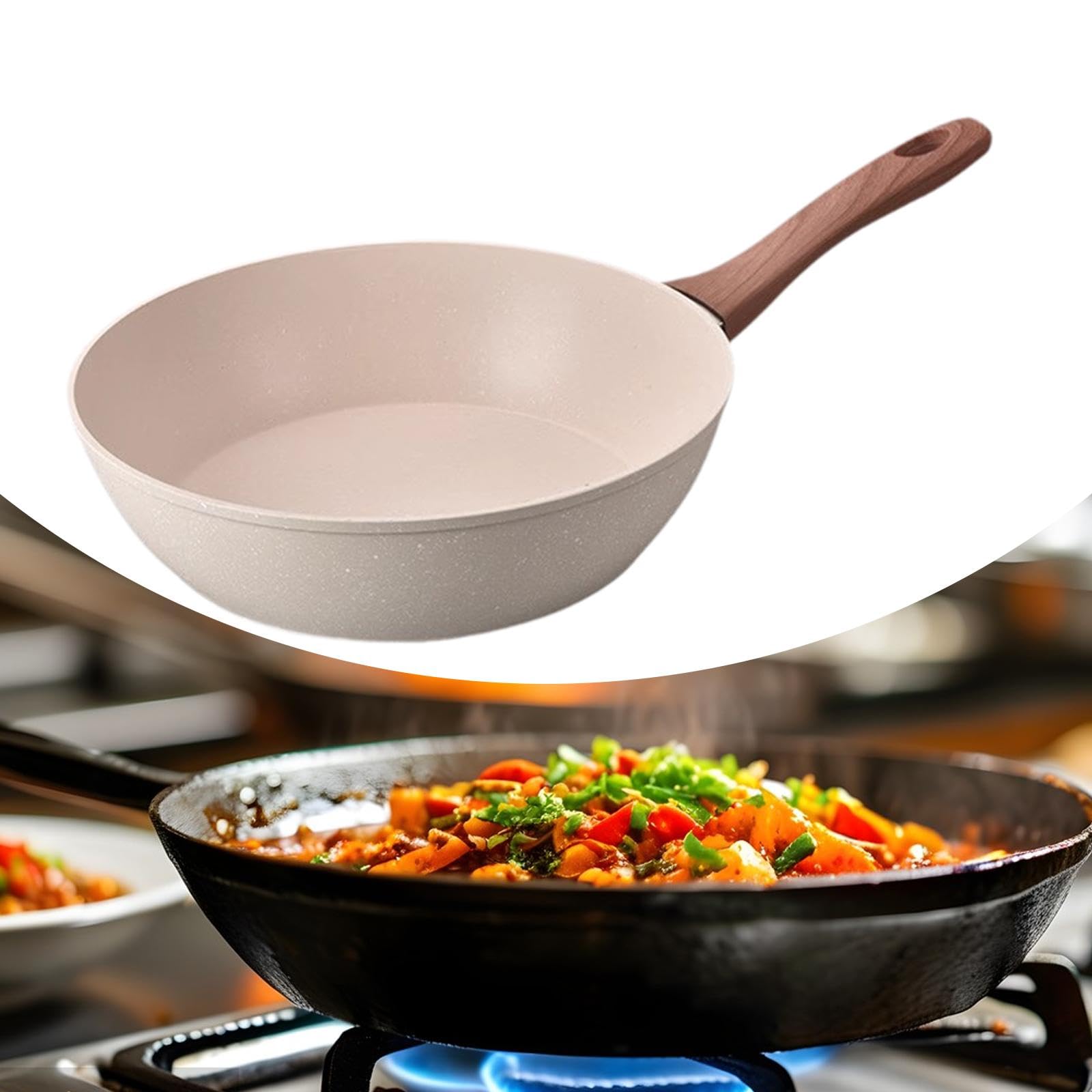 Padella per Friggere, Padella per Saltare, Pentolame Multifunzionale con Manico Ergonomico, Padella Antiaderente, Wok per Tutti, 28x7.6 Cm