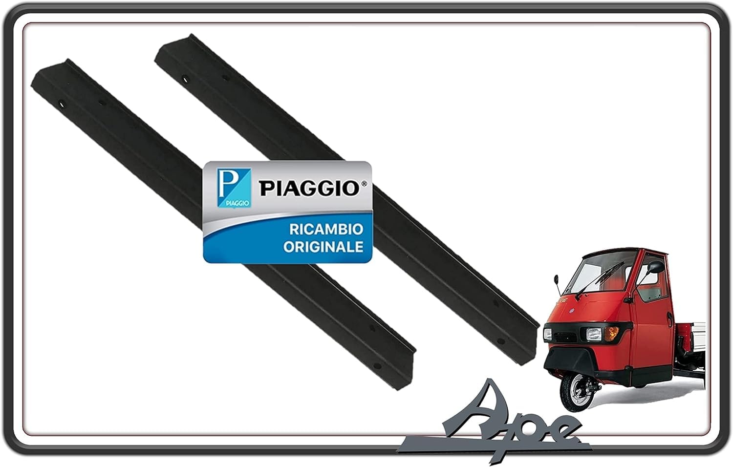 KIT COPPIA DUE PROFILATO PROFILATI GUARNIZIONE GUARNIZIONI SOSTEGNO FISSAGGIO VETRO FINESTRINO CRISTALLO PER PIAGGIO APE 50 ORIGINALE PIAGGIO.