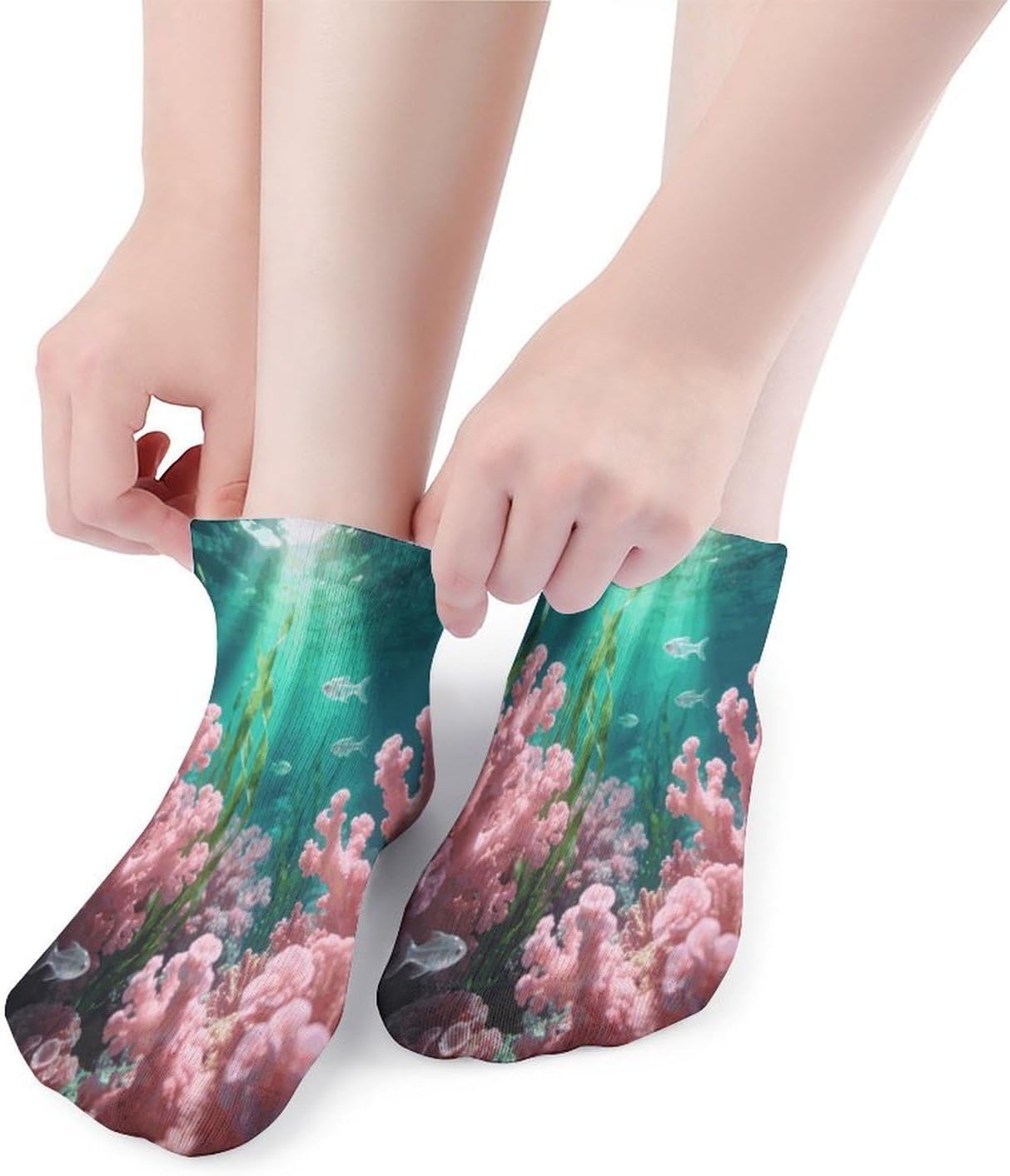 Pink Teal Crew Sock for Men Women Funny Novelty Socks Athletic Ankle Socks Comfort Soft Low Cut Tab Sock 5 Pairs