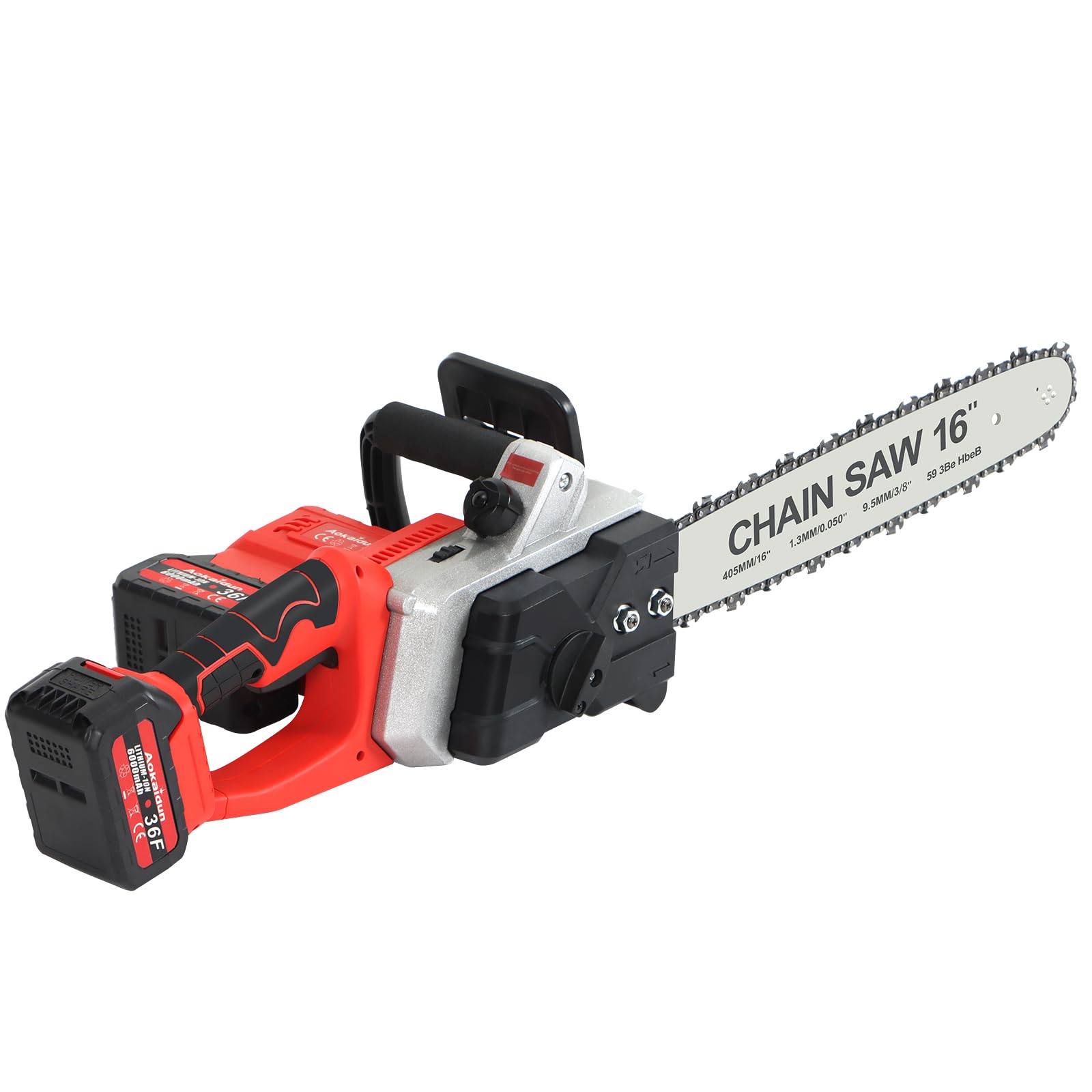 Panana Aokaidun Chainsaw 16 Inch Cordless Electric Chainsaw with 2 Battery and Charger Security Lock Quick Charge Handheld Small Chain Saw for Wood Cutting Tree Branch