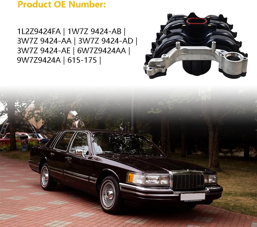 Upper Intake Manifold w/Gasket Thermostat Kit | Fit for Ford Crown Victoria Explorer Mustang, Mercury Grand Marquis Mountaineer Lincoln Town Car V8 4.6L | OE# 1L2Z9424FA 3W7Z9424AA 6W7Z9424AA 615-175