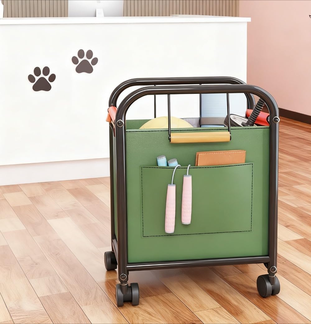 Negosu四輪可動収納ボックス多機能トロリーおもちゃ収納ラックスナック収納小物収納スポーツ用品収納サイドポケット付き大容量キャスタ