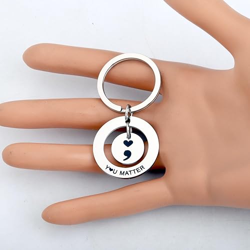 Miniatura 4 de OKEYCH Mental Health Awareness Gift Matter Keychain Semicolon Quote Jewelry Depression Gift