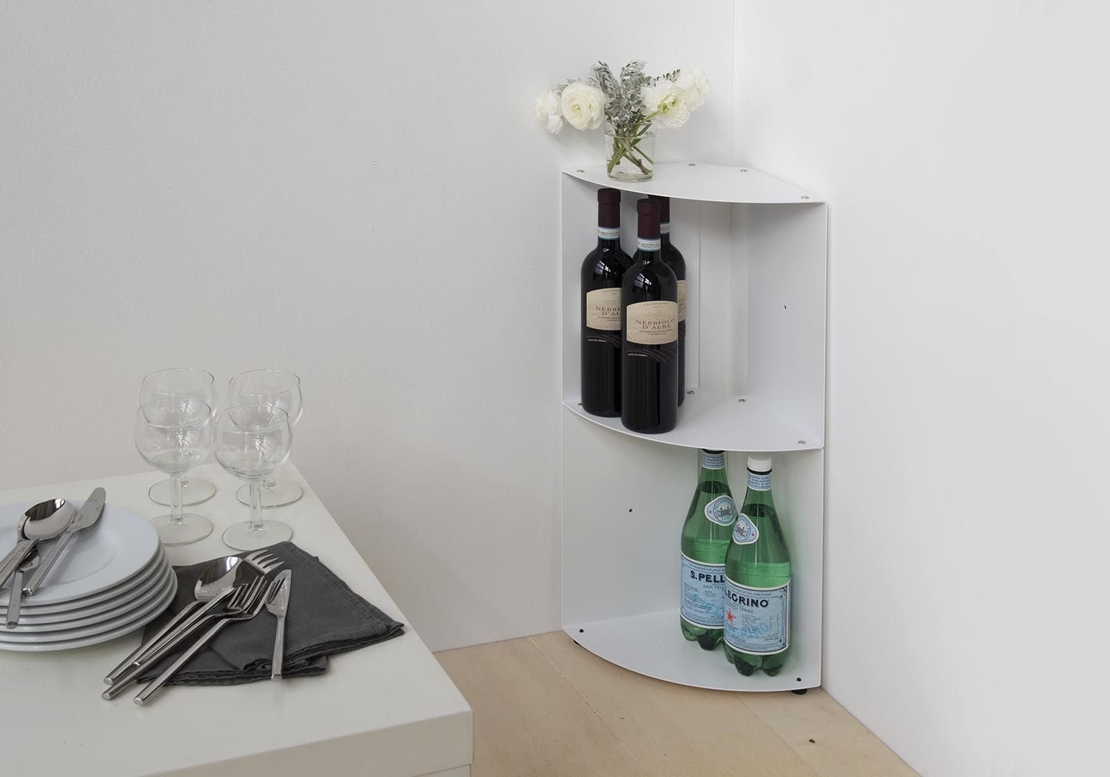 INDIAN DECOR Metal Corner Table | Corner Shelf | Wine Table | Magazine Stand (White)-picture-30