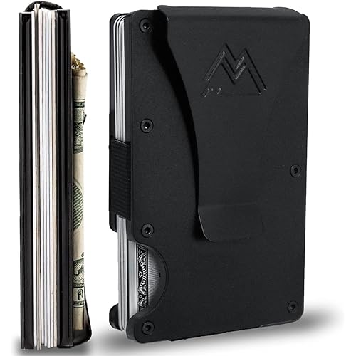 Mountain Voyage Co Minimalist Wallet for Men - Slim RFID I Scratch Resistant, Matte Black Credit Card Holder & Money Clip, Easily Removable Money & Cards, Mens Wallets