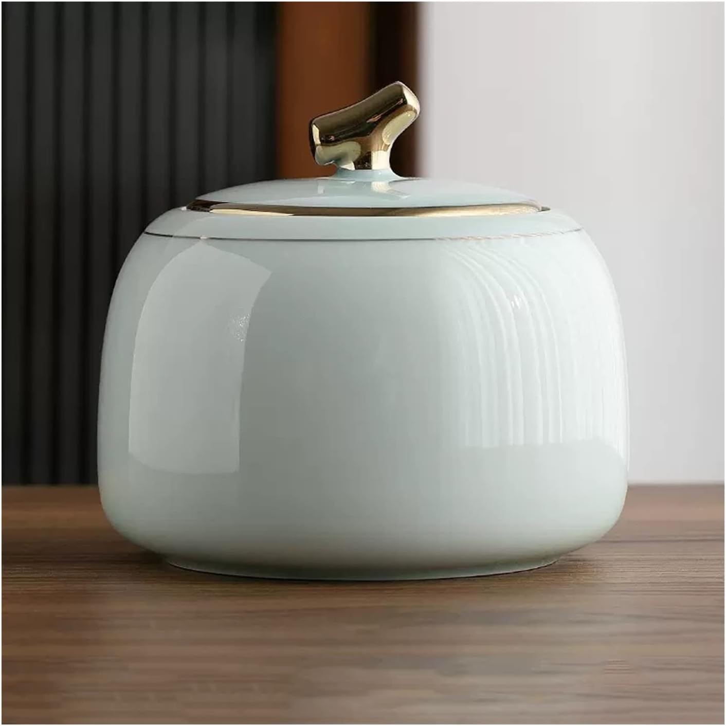 Tea Tin Shiny Ceramic Tea Caddy Canister Storage Container Tins Jar with Airtight Lid Lovely Tank for, Coffee, Herb, Sugar, Spice, Nuts, 800ML Container(White)
