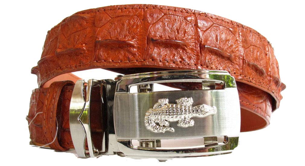 Genuine Real Backbone Crocodile Skin Leather Men Golden Tan Belt 48