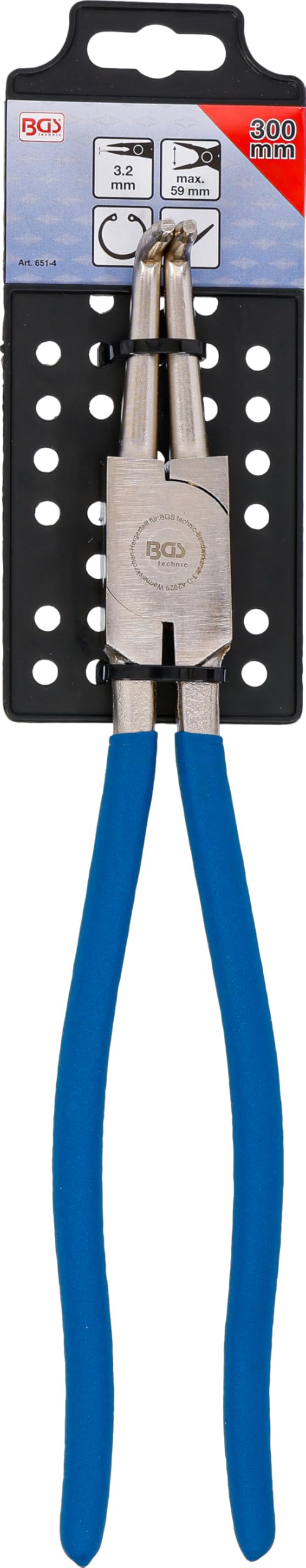 BGS 651-4 | Pince pour circlips | coudée | pour circlips intérieurs | 300 mm