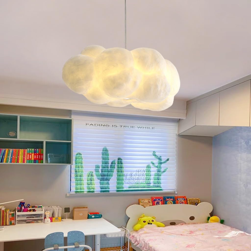 E27 Kronleuchter Wolkenform Hängelampe Restaurant höhenverstellbar Pendelleuchte Kücheninsellampe Baumwolle Cartoonform geeignet für Café Bar Kindergarten Spielplatz Deckenbeleuchtung(70cm)