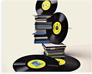 Personalized Paint by Numbers for Adults Beginner DIY Digital Oil Painting Kits on Canvas with Brushes And Acrylic Pigment Vinyl Records And Tapes Drawing Paintwork for Gift Home Wall Decor 20*16inch