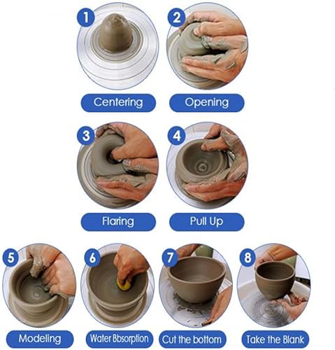 Miniatura 4 de BACHIN Rueda de cerámica que forma la máquina 25CM 350W Rueda de cerámica eléctrica con pedal de pie Máquina de bricolaje para la enseñanza escolar,