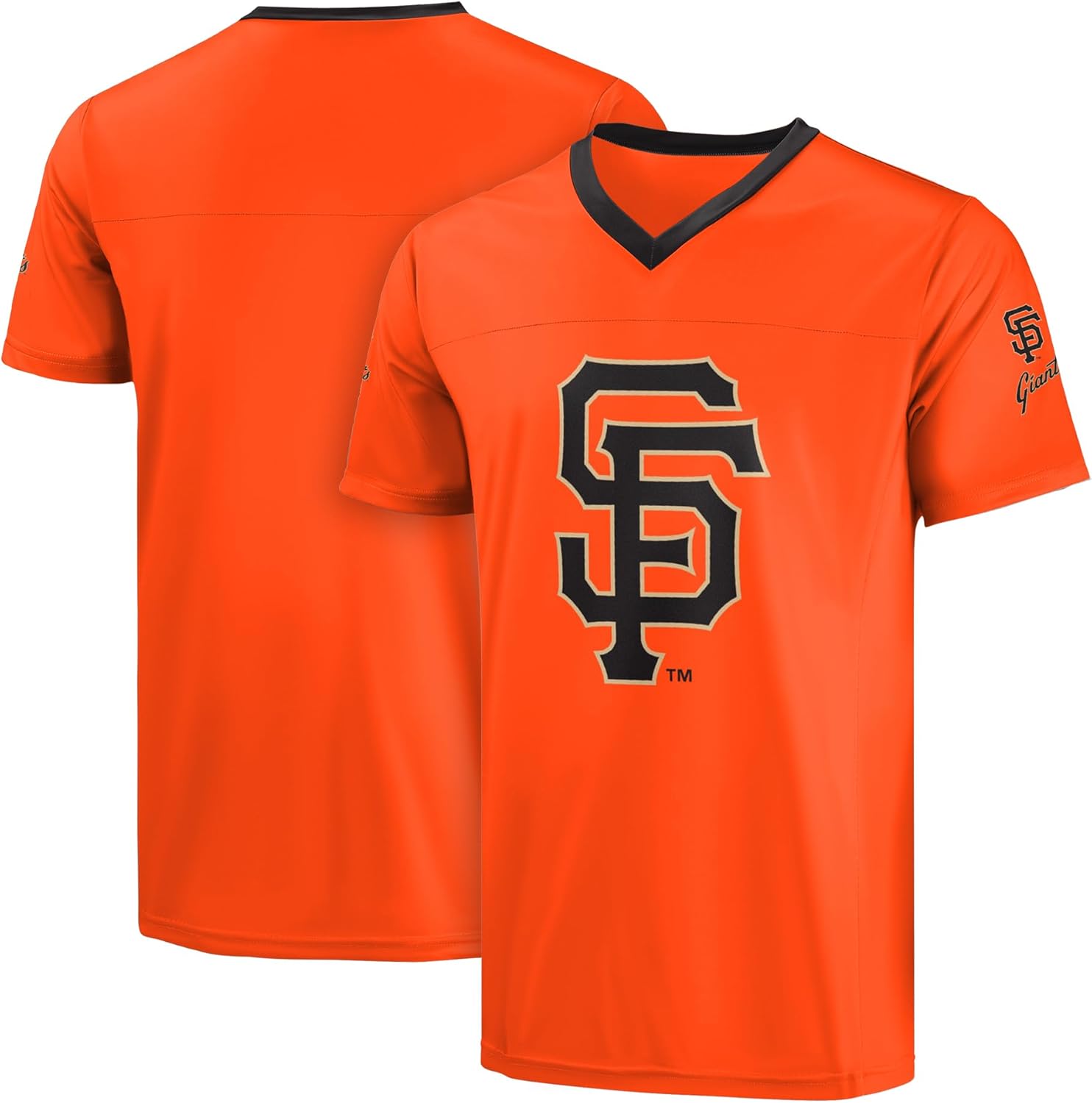 FOCO MLB Men's Officially Licensed Primary Logo Wordmark Ballpark Team Color Baseball Performance V-Neck Top