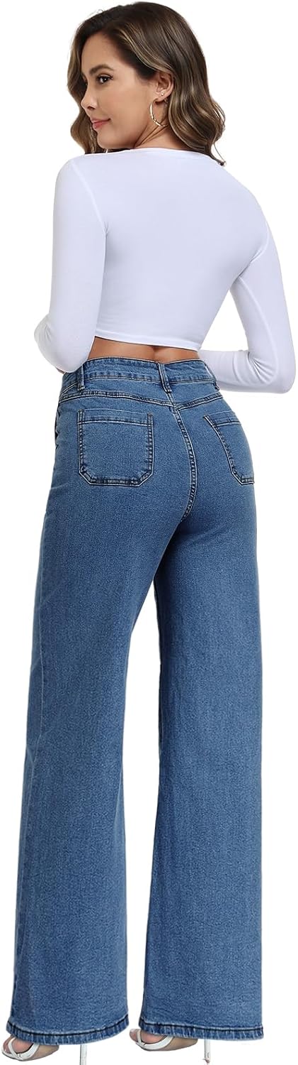 MARIASHA Women's Straight Leg Jeans High Waisted Button Fly Stretch Denim Pants for Women - Image 7
