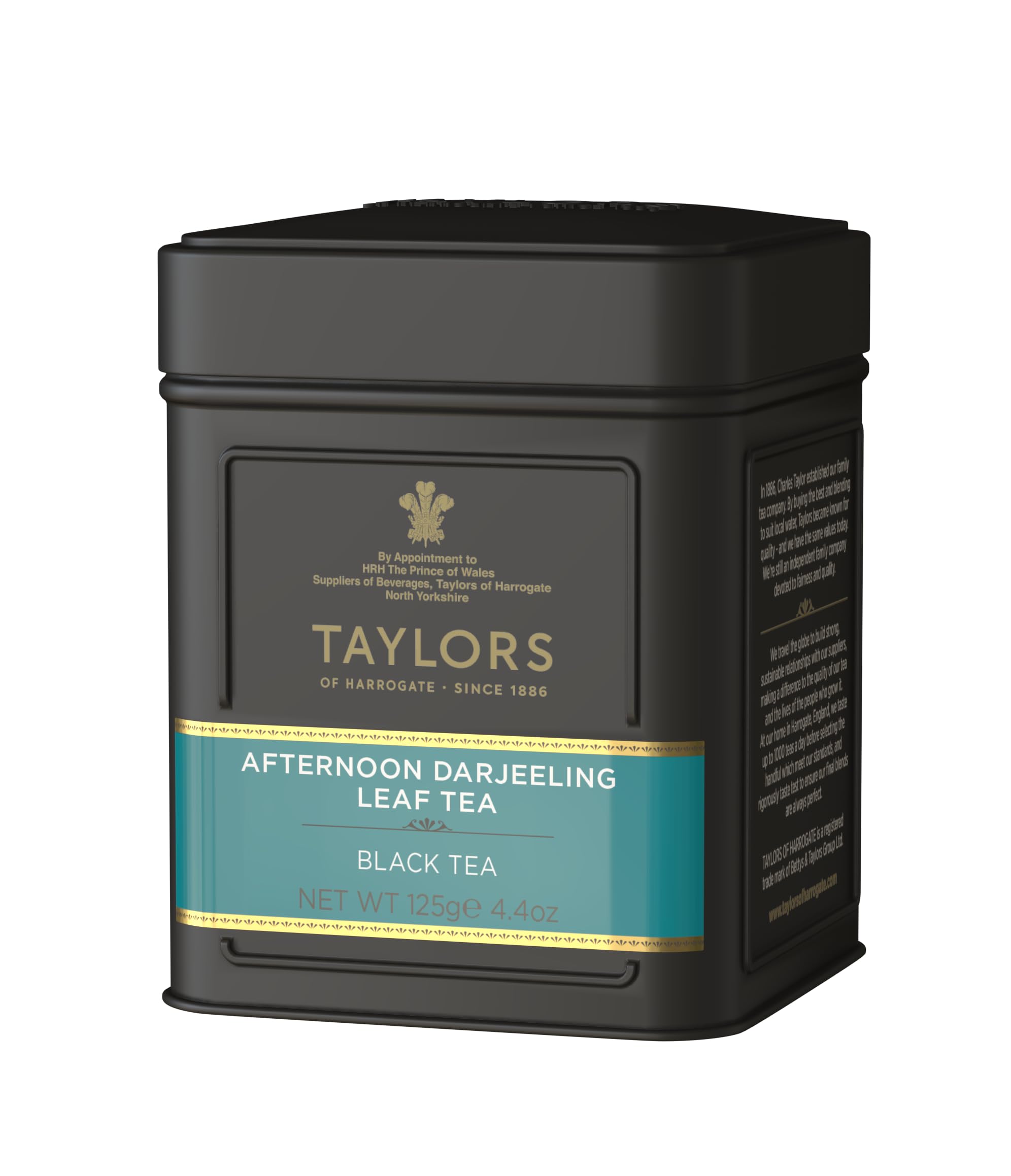 Taylors of Harrogate Afternoon Darjeeling, Black Tea, Loose Leaf, 4.41 Ounce Tin Caddy (Pack of 1), Delicate, Sweet & Floral, Caffeinated, Premium Whole Leaf Tea