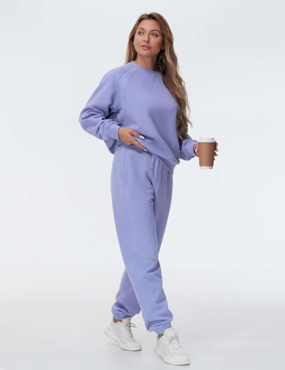 THE GYM PEOPLE Women's Oversized Fleece Sweatshirts Loose Fit Crewneck Long Sleeve Pullover Tops - Image 6