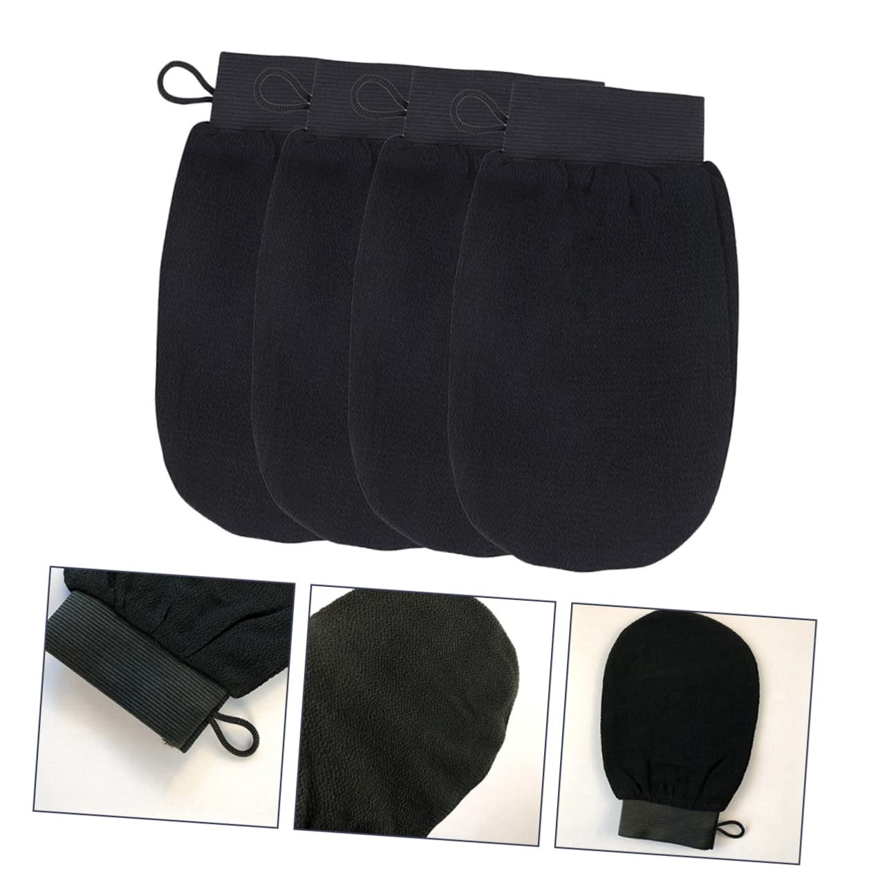 Healeved 12 Piezas guantes de baño guantes exfoliantes exfoliating gloves depurador de cara toallas de ducha portátiles guantes negros guantes de ducha guantes de limpieza