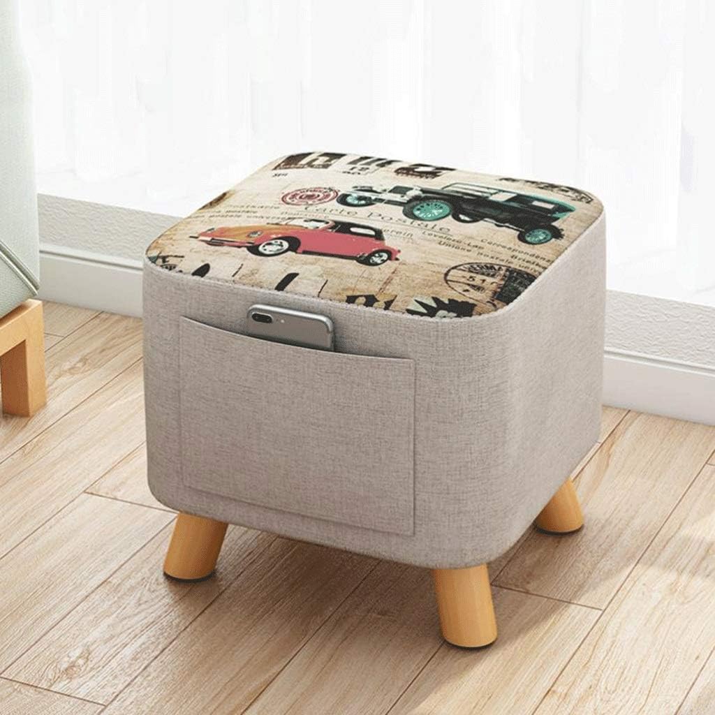 Ottoman,Ottoman Chair Stool Ottoman Footstool Upholstered Pouffe Padded Chair Shoes Bench with Removable Linen Cover,4 Beech Legs