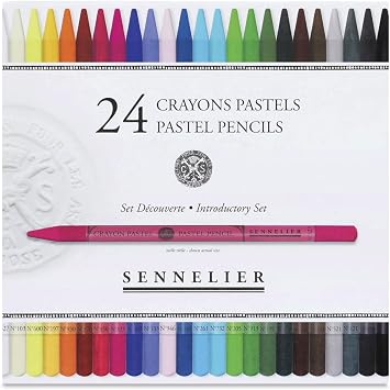 SENNELIER Pastel Pencil Set, 24 Full Size Pencils, Introductory Set, Magnetic Cardboard Box N132340.02