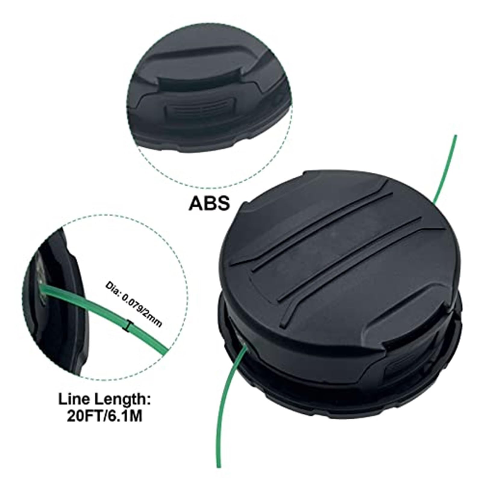 DWO1DT995 Testina di ricambio for decespugliatore, bobina di decespugliatore da 6,1 m di lunghezza e 2 mm di diametro compatibile con i decespugliatori a batteria De-walt DCST970 DCST922 DCST9