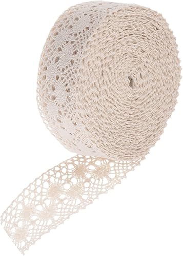 MECCANIXITY Cinta de encaje de 1.57 "x 10 yardas, encaje de algodón hueco beige para decoración de boda envoltura de regalo