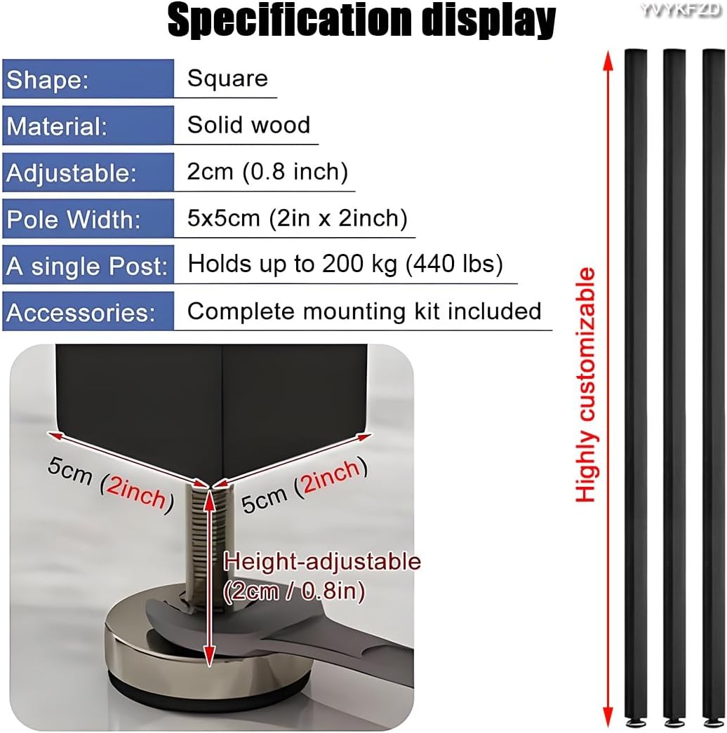 6 Pack Wood Room Divider - Floor to Ceiling Privacy Screens, Decorative Partition Slats, No Drilling Needed, Perfect for Home & Office Space Separation