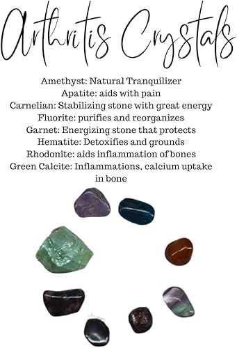 Kit de piedras curativas para la artritis del Atlas y cristales curativos, alivio natural y apoyo con amatista, cornalina y más, piedras preciosas